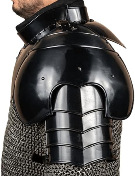 Blackened Knight Steel Pauldrons Warrior Spaulders Medieval Shoulder Armor Fantasy Costume