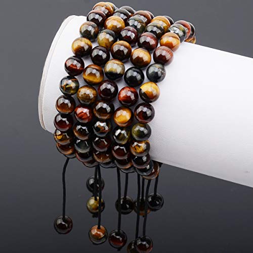 Image of Massive Beads Natural Healing Power Gemstone Crystal Beads Unisex Adjustable Macrame Bracelets 8mm