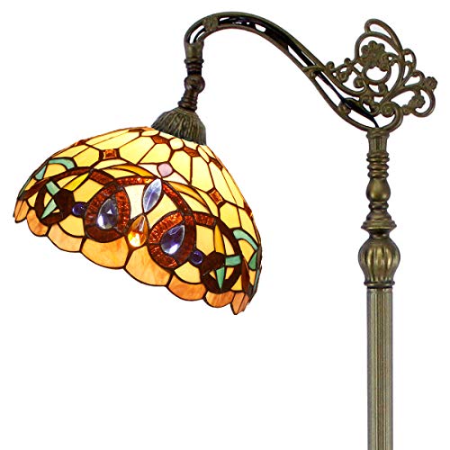WERFACTORY Tiffany Floor Lamp Stained Glass Serenity Victorian Arched Lamp 12X18X64 Inches Gooseneck Adjustable Corner Standing Reading Light Decor Bedroom Living Room S021 Series WERFACTORY Tiffany Floor Lamp Stained Glass Serenity Victorian Arched Lamp 12X18X64 Inches Gooseneck Adjustable Corner Standing Reading Light Decor Bedroom Living Room S021 Series