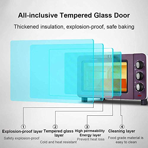 Mini-oven en grill, mini elektrische zwarte oven met timer, kleine oven, kleine oven voor thuis bakken, 15 liter elektrische oven, drielaags kaartontwerp - Afbeelding 6