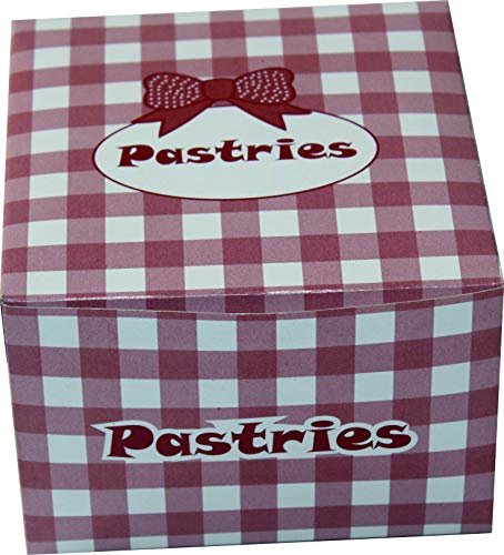 7horse Printed Cake Packaging Paper Boxes for Cake Pastry (5 x 5 x 3.5-inch, Brown and White) -25 Pieces