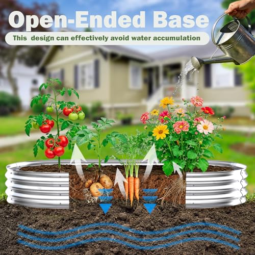 Image of Galvanized Raised Garden Bed Outdoor, 6x3x1ft(2 Pack) Metal Heavy Duty Planter Boxes for Gardening, Easy Assemble Large Oval Plant Container Kit for Vegetables, Flowers, Fruits, Silver