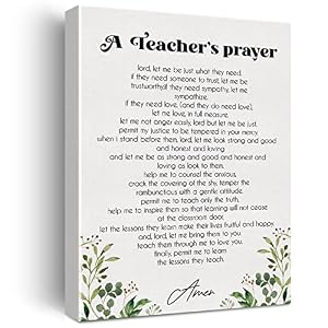 a Teacher’s Prayer Quote Canvas Wall Art Inspirational Nursery Decor Motivational Educate Poster Picture Artwork 11.5″x15″, Painting Gift for Teacher Office Home Decor (Wooden Framed)