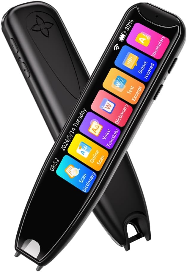 Smart Translator Pen, Reading Pen, Dictionary Pen, Translation Device Suitable for Language learners, Reading, Business Traveling etc. Voice Translation Supports 134 Languages (Black)