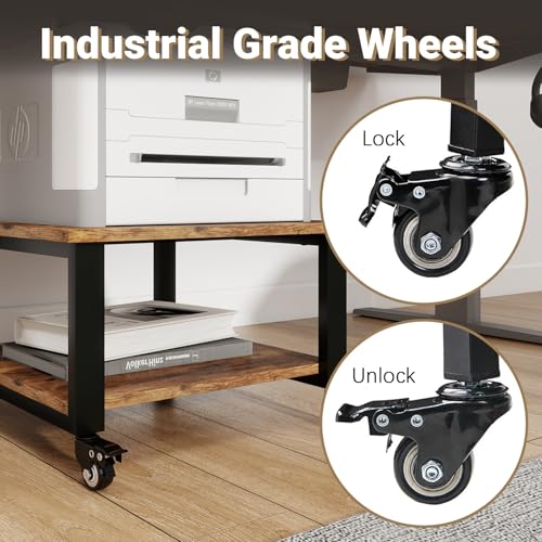 Image of Natwind 2 Tier Laser Printer Stand,20''x20'' Under Desk Printer Cart, Retro