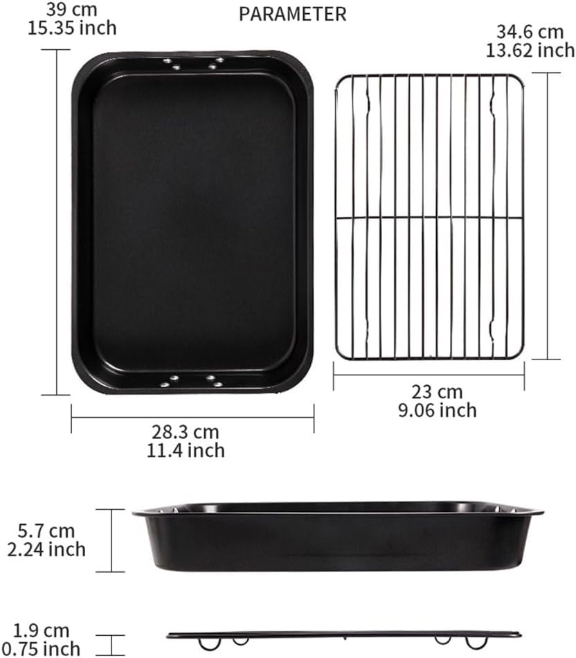 15Inch Carbon Steel Turkey Roasting Pan with Rack for Thanksgiving Christmas
