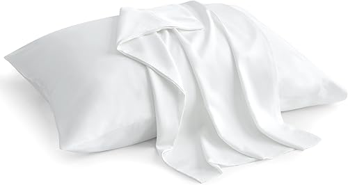 BEDELITE Fundas de almohada refrescantes, rayón derivado del bambú, 2 fundas de almohada de tamaño King (blanco, 20 x 40 pulgadas)
