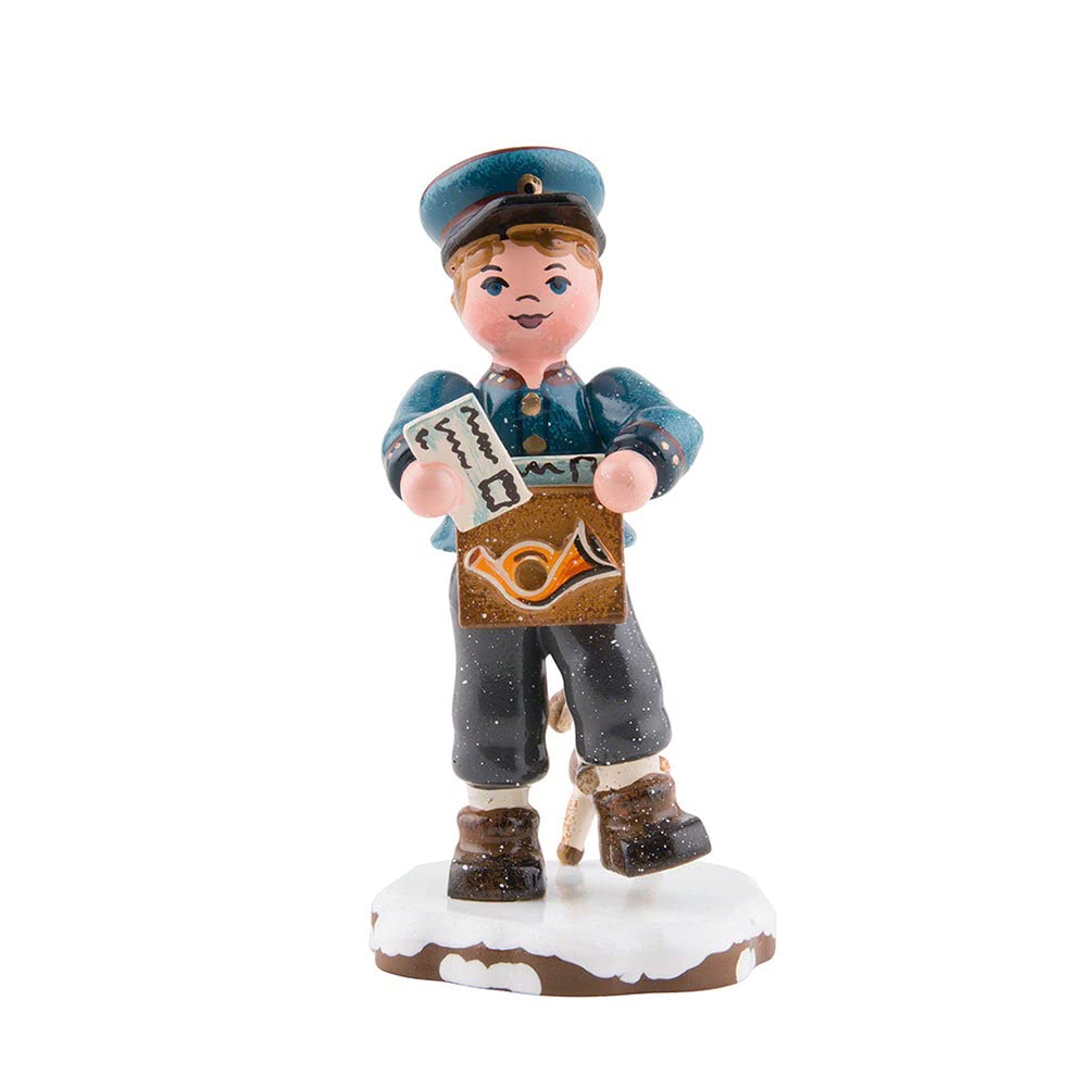 Hubrig Volkskunst Small Figures Ornaments Figurines Winter Children Postman - 8cm 3inch -