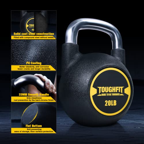 ToughFit-PU-Coated-Kettlebell-Weights-Kettlebell-Sets-Competition-Kettlebell-with-Rust-proof-Handles-Flat-Bottoms-for-Strength-Weight-Training-Weight-Available-20-195lbs
