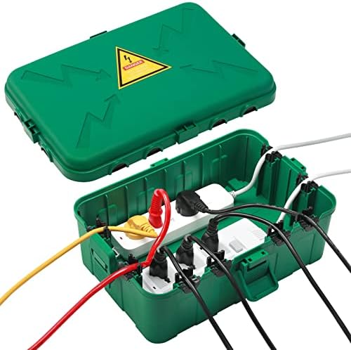 Outdoor Electrical Box -Power Strip Weatherproof Outdoor Outlet Covers IP54 Level Weatherproof, Covers Protect Outlet, Plug,Power Strip, Socket,Surge Holiday Light Extended Line,Green