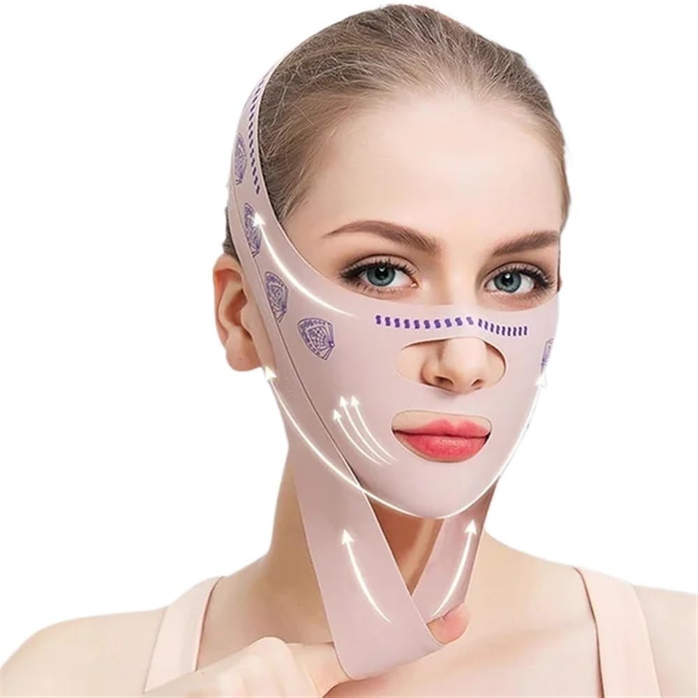 ERQIAO Double-deck Face Slimming Bandage Face Lifting Belt V Line Face Shaper Cheek Chin Lift UP Strap Anti Wrinkle Facial Band Beauty(Double-deck)