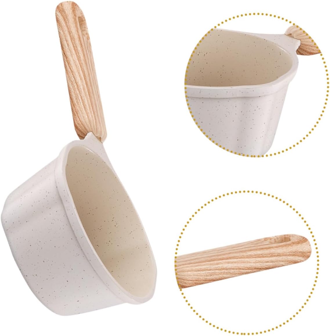 Xmas Wooden Handle Milk Pot 250ml Aluminum Alloy Pouring Sauce