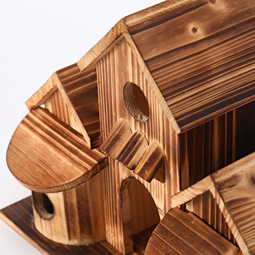 XAOGUA Bird House,Bird Bouses for Outside,6 Hole Natural Wooden Bird House,Bird Houses for Outside Clearance,Wooden Bird Houses for Outside Hanging,Large Bird House for Backyard/Courtyard/Patio Decor - Thumbnail 6