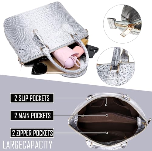 Image of Makcr Joacbv Women Purse Satchel Bag Long Crossbody Classy Tote Bag Top Handle Vegan Leather Ladies Handbags Embossed Pattern