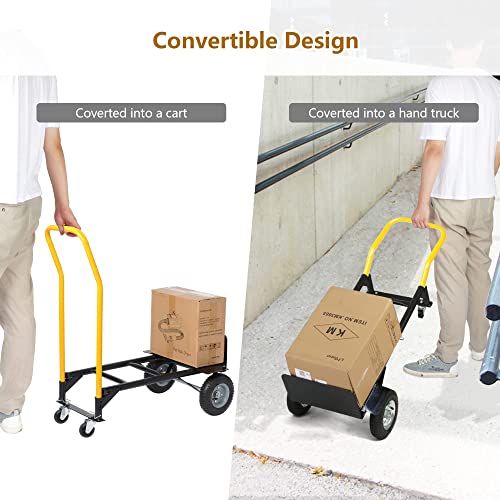 LUCKYERMORE Convertible Hand Truck Dual Purpose 2 Wheel Dolly Cart and