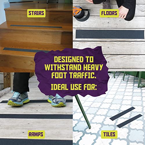 Atack Anti Slip Tape, Black, 4" X 30 Feet, Safety Track Tape Pet-Safe, Hypo-Allergenic, Weather Proof And Non Skid Indoor And Outdoor Safety Traction Tape #TOP6