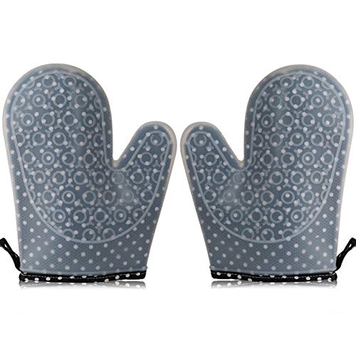DJLHN Mitones para Horno Guantes de Silicona y algodón de Doble Capa Resistentes al Calor/Guantes de Silicona para Barbacoa Hornear - 1 par - Gris