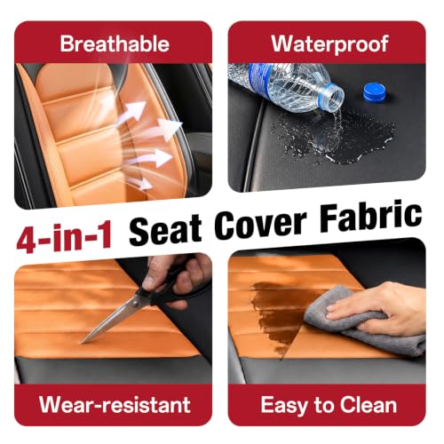 Image of Leather Front Seat Covers for Toyota Camry 2015-2026, Black-Orange