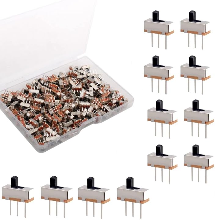 200Pcs Mini Interrupteur à Glissière, 3 Broches 2 Positions SPDT Micro Interrupteur à Glissière Vertical Marche Arrêt Mini SS12D00 Micro-Interrupteur à...