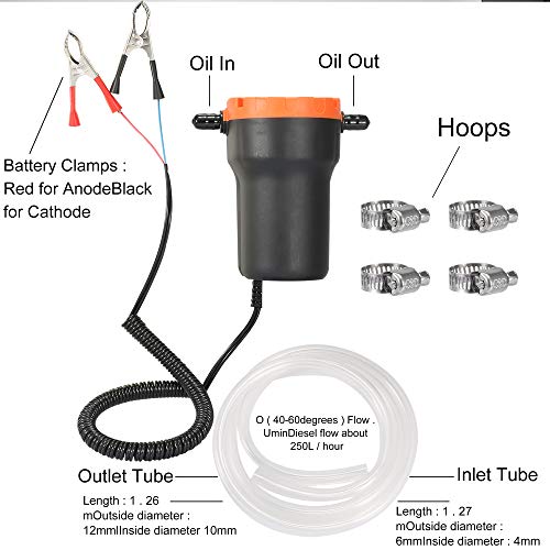 Oil Change Pump Extractor, 12v 80w Marine Oil Change Pump and Electric Oil Pump, Oil/Diesel Fluid Pump Extractor Scavenge Transfer Suction Transfer Pump For Boat,Tubes,Truck, RV,ATV,Riding Mowe