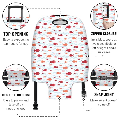 Travel Luggage Cover Suitcase Protector Scratch-Resistant Fit Not Included Suitcase Cute Small Red Fish S-19-21in3