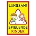 Produktbild Achtung Kinder Schild (20x30 cm Kunststoff) - Warnschild spielende Kinder - Vorsicht Hier Spielen Kinder - Bitte langsam Fahren - 870211
