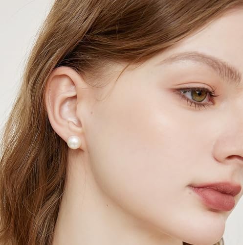 Alggkss 12 Pairs Hypoallergenic Stainless Steel Pearl Stud Earrings for Women, 4 Sizes, Sensitive Ears Friendly, Dainty Mix & Match Design" — view 2