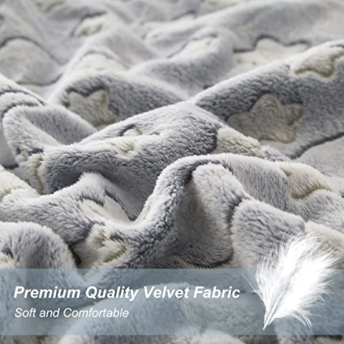 Powdion Glow In The Dark Velvet Duvet Cover With Star And Planet Pattern Grey Flannel Twin Bedding Duvet Cover Sets 2 Pieces For Kids Boy And Girl, Soft Cozy Velvet Comforter Cover Twin 68''X90'' #TOP4