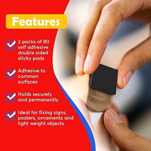 160pk Strong Double Sided Sticky Pads Heavy Duty | 2x2cm | Double Sided Adhesive Pads | Heavy Duty Double-Sided Sticky Pads, Strong Sticky Pads, Strong Adhesive Pads Double Sided Strong