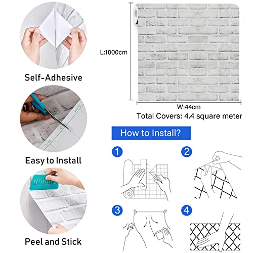 Papel pintado autoadhesivo para tapar azulejos viejos con diseño de ladrillo 3D en la cocina 8