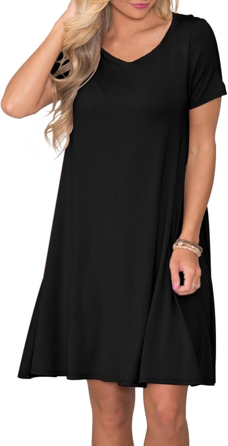lionstill Women's Casual T Shirt Dress Summer Short Sleeve Swing Dresses with Pockets - Image 2