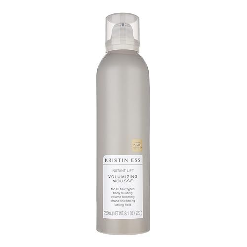 Kristin Ess Mousse voluminizador Hair Instant Lift con aceite de ricino, aumenta el volumen + espesa, culturismo, sujeción duradera, no pegajosa,