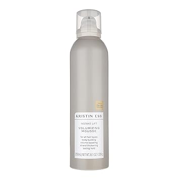 Kristin Ess Hair Instant Lift Volumizing Mousse with Castor Oil - Boosts Volume + Thickens، Body Building، Lasting Hold، Non Sticky، For Curly، Wavy + Straight Hair، 8.1 Oz