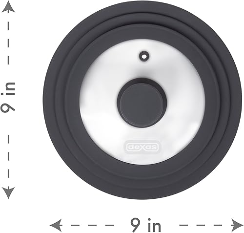 Miniatura 10 de Dexas FlexLid - Tapa universal para sartén hecha de vidrio templado y silicona, se adapta a macetas de 12.5 pulgadas
