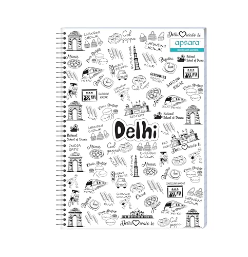 Image of Apsara 6 Subject Spiral Notebook, 302 Pages, Pack of 1, Single Line, 60 GSM - 26.7 cm x 20.3 cm, Soft Cover Notebook for School, College Students, Exam Preparation & Professionals, Design May Vary