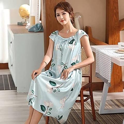 CIDCIJN Camisón De Pijama De Mujer con Encaje y Túnica de Seda Cover