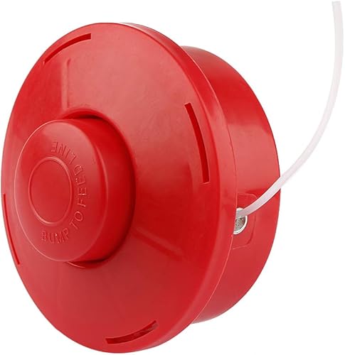 Cabezal de corte universal, alimentación de golpe, desbrozadora, cortador de hierba, gasolina, eje recto, M10 x 1.25 LH (rojo)