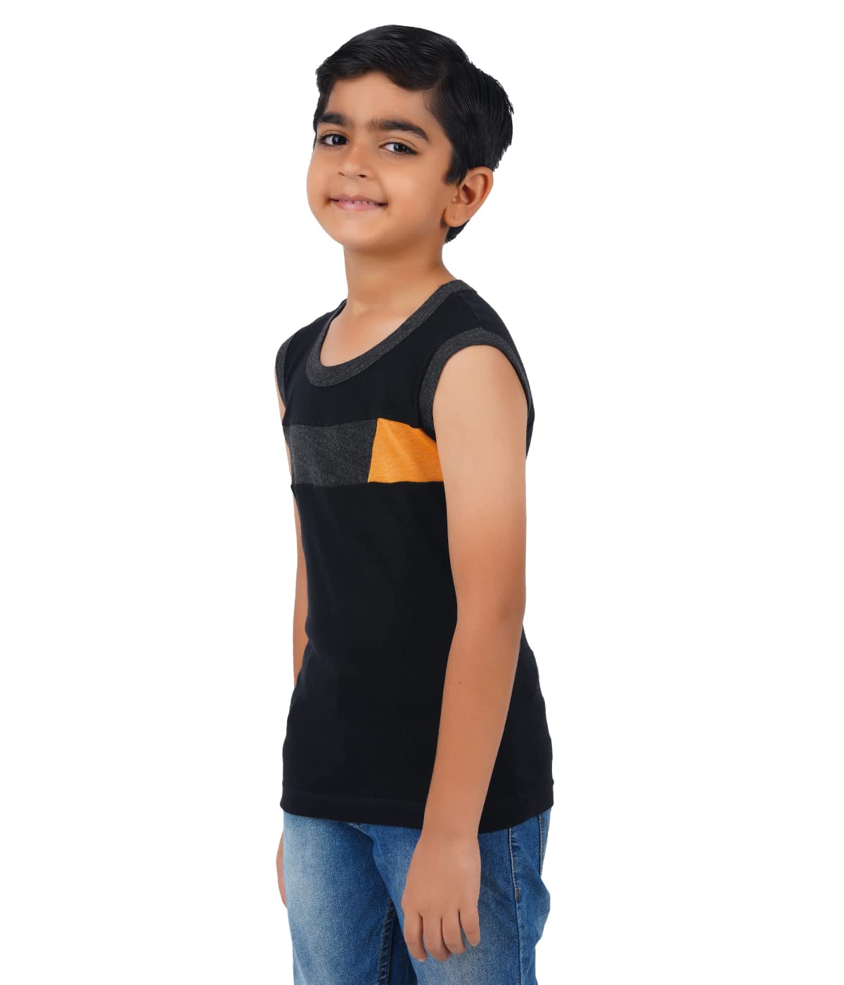 Kids Boy's Premium Sleeveless Vest Smooth and Comfort Fit for All Season (6-7 Y, Black) 2