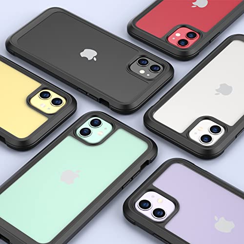 Image of Miracase Glass Series for iPhone 11 Case 6.1 inch, Upgraded Full-Body Rugged Phone Bumper Case Cover with Built-in 9H Tempered Glass Screen Protector and Camera Protector, Black