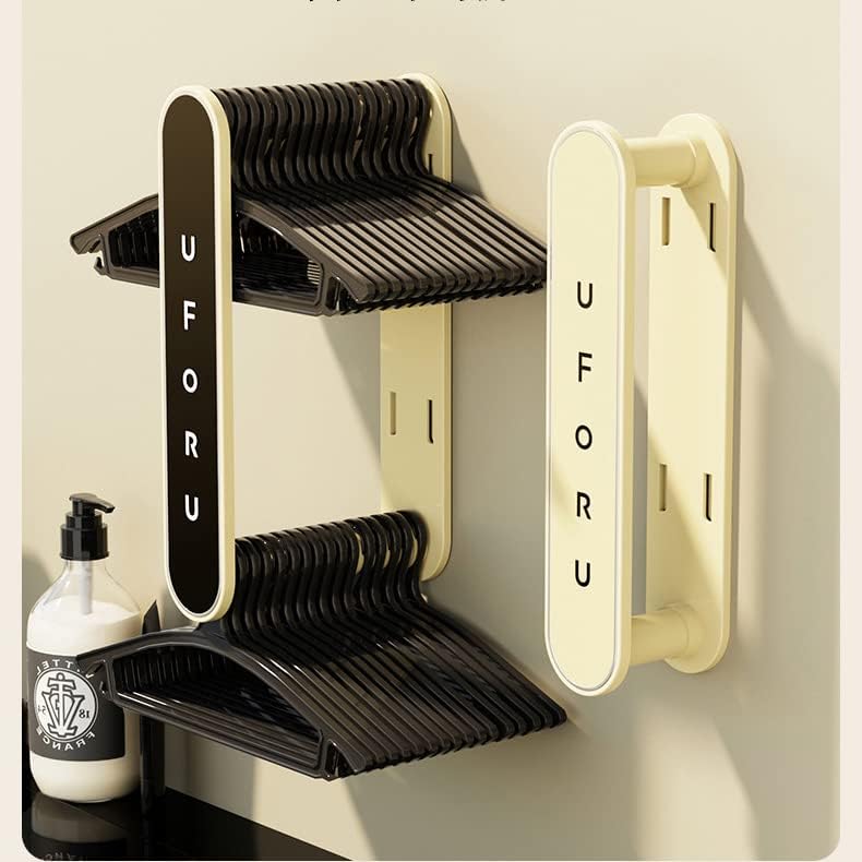 Miniatura 3 de Organizador telescópico apilador, soporte para colgar ropa montado en la pared, sin taladrar, plegable, ahorro de espacio, almacenamiento para