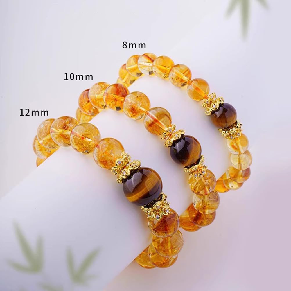 Citrin-Perlenarmband mit Tigerauge, natürlicher gelber Turmkristall für Damen und Herren, Stretch-Armbänder aus Edelsteinen für Reichtum und Glück, Schmuckgeschenk zum Geburtstag,10mm