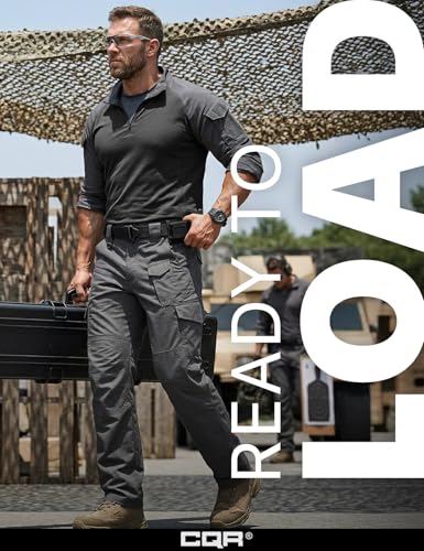 Image of CQR Men's Flex Ripstop Tactical Pants, Water Resistant Stretch Cargo Pants, Lightweight EDC Hiking Work Pants