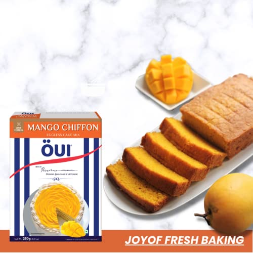 Image of OUI Signature Edition Mango Chiffon Mix I 100% Eggless recipe I Instant Cake Mix | 3 Step - Prep, Mix & Bake | 250g