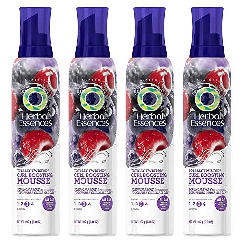 Herbal Essences Haircare - Totally Twisted Curl Boosting Mousse - Strong Hold (3) - Net Wt. 6.8 OZ (192 g) Per Can - Pack of 4 Cans
