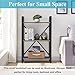 BON AUGURE 3 Tier Bookshelf, Small Rustic Book Shelf, Short Industrial Bookcase, Wood Metal Standing Etagere for Office, Bedroom and Living Room (Dark Gray Oak)