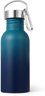 Volhoply 20oz Uninsulated Single Walled Water Bottle, Stainless Steel Reusable Water Bottles with Handle & Carabiner, BPA Free 18/8 304 Sports Water Bottles for Camping Hiking(Dark Night,1)