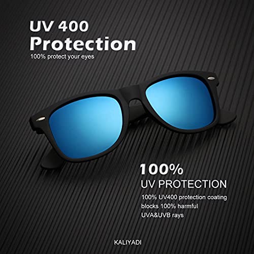 Image of KALIYADI Polarized Sunglasses for Men and Women Matte Finish Sun glasses Color Mirror Lens UV Blocking (3 Pack)