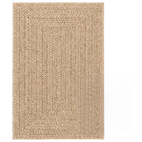 Tonture ZIZUR - Alfombra de color beige, 140 x 200 cm, aspecto de yute, para interior y exterior, suelo robusto para comedor y salón, fácil de limpiar, alfombra decorativa