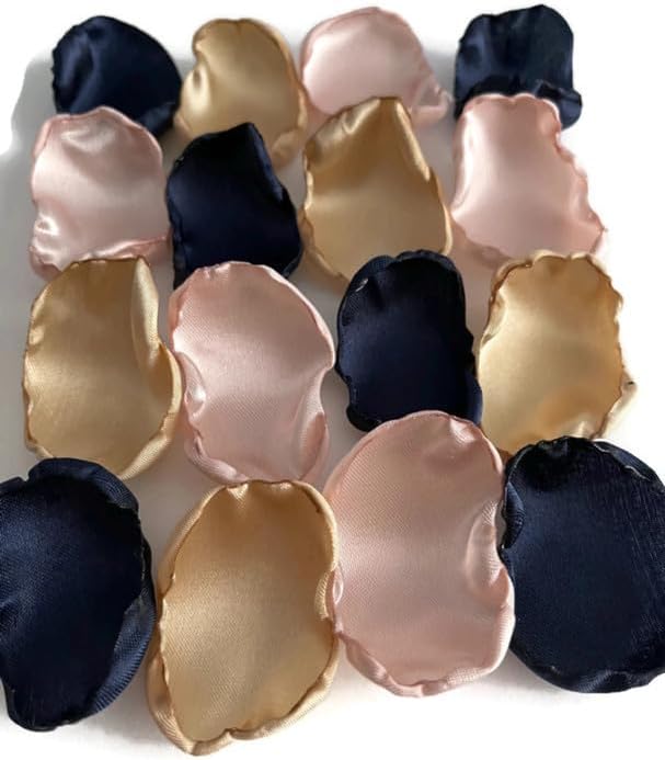 Wedding Decor Table Decor centerpieces Navy Blue Blush and Gold Mix of 100 Flower Petals
