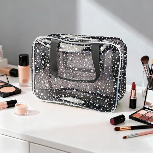 Nbippioiwiptransparent Pvc Large Capacity Star Pattern Cosmetic Bag, Waterproof Portable Swimming Bag With Zipper Handle, Beach, Fitness Travel, Men'S And Women'S Multifunctional Storage Bag2